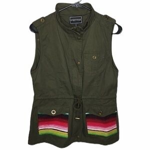 CEST TOI green serape tee pee utility vest top